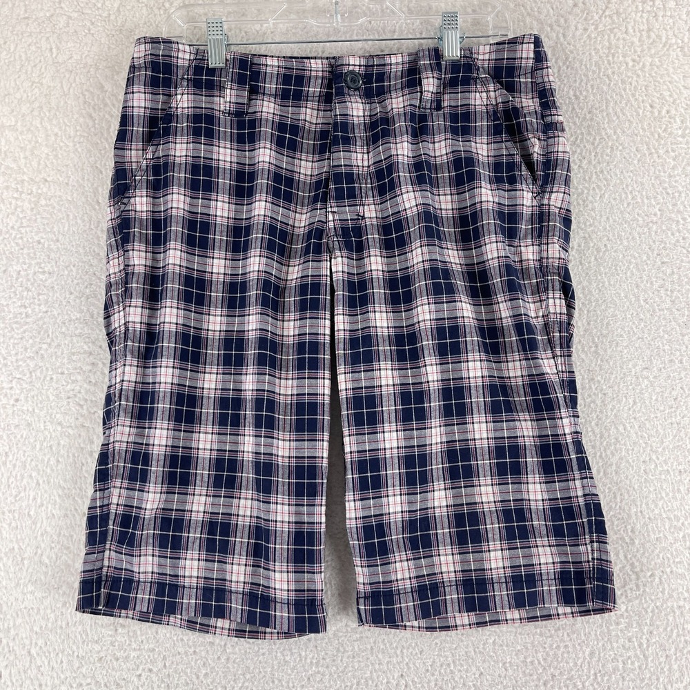 Paul‎ Smith Chino Shorts Mens Size 32 Blue Plaid 100% Cotton 10" Preppy Casual